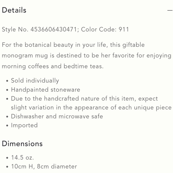 Anthropologie Dagny Cup - monogrammed G - Picture 9 of 9